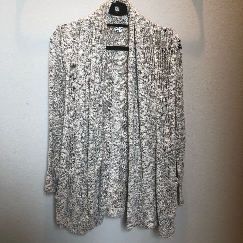 SPLENDID BLACK WHITE SHAWL COLLAR OPEN CARDIGAN S